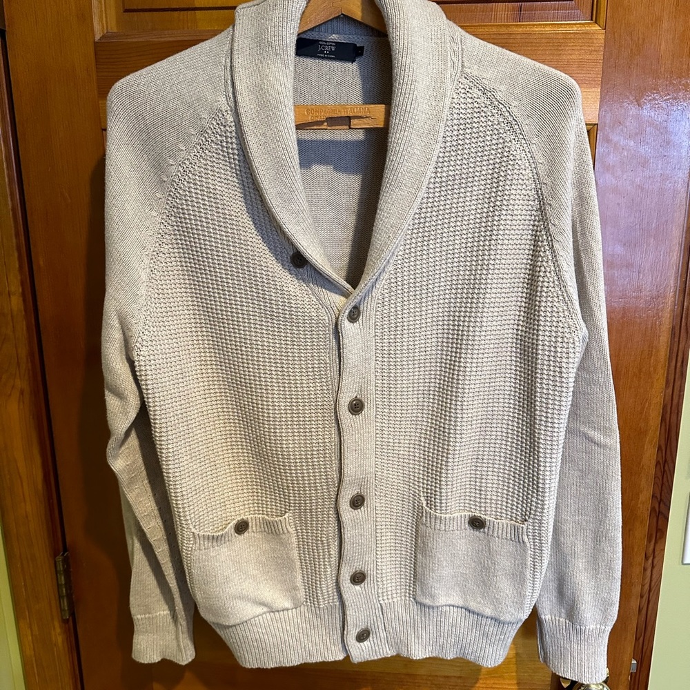 JCrew Factory cable knit cotton cardigan shawl collar